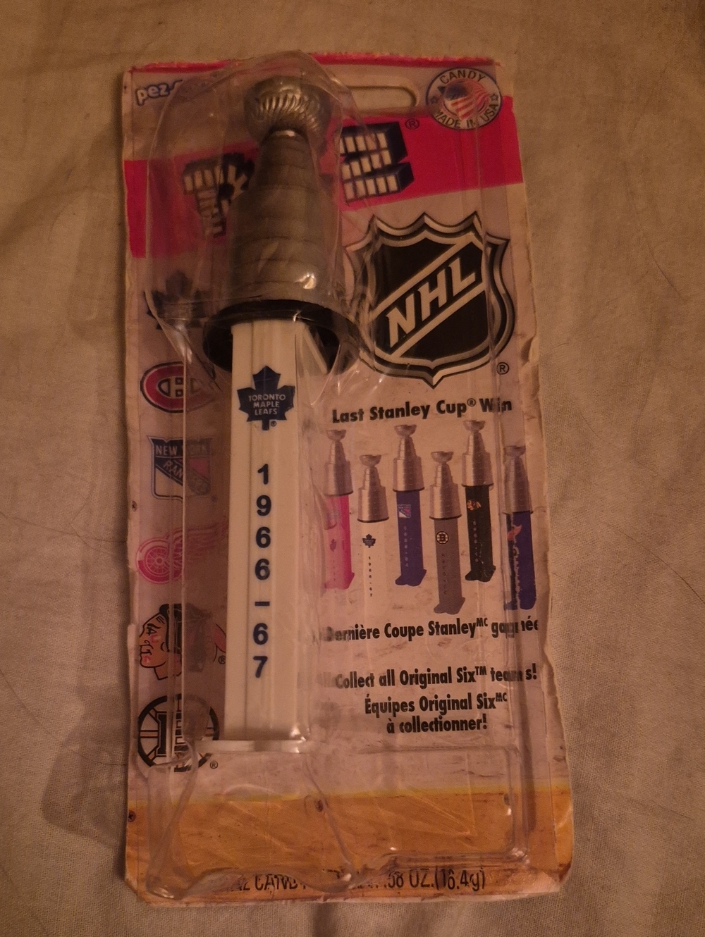 NHL Toronto Maple Leafs Silver & White Stanley Cup PEZ Dispenser